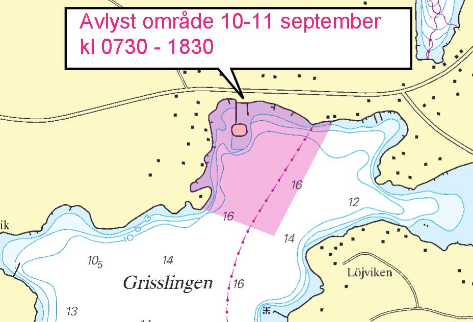 6 * 7407 (T) Sjökort/Chart: 6142 Sverige. Norra Östersjön. N om Ingarö. Grisslingen. Vattenområde tillfälligt avstängt. Båttävling.