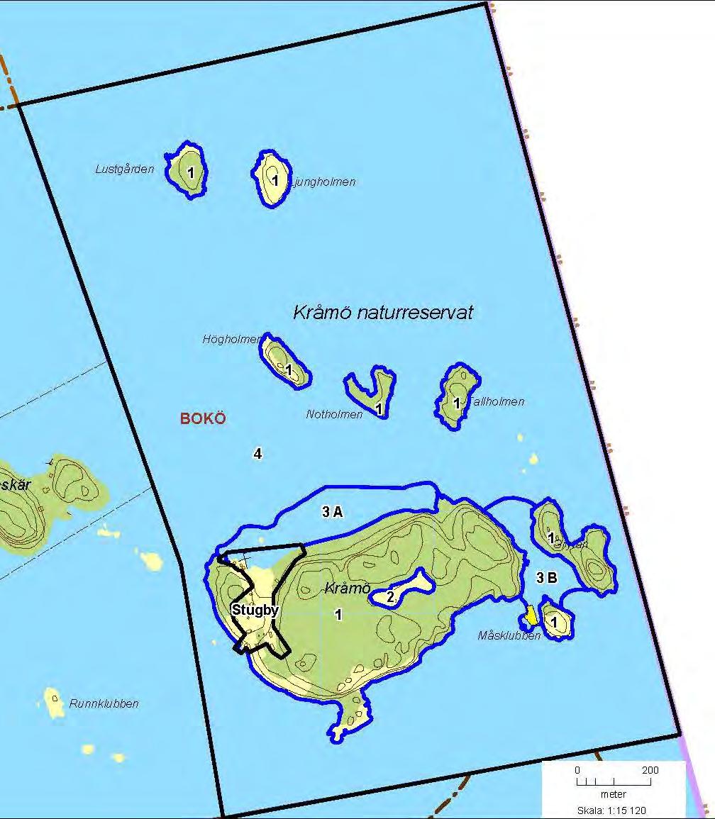 TROSA KOMMUN Kråmö naturreservat Sida 23(24) Ekoutskottet 2018-01-03 Bilaga 2.1. Skötselplanskarta för Kråmö naturreservat Skötselplansgräns Reservatsgräns Ålgräsäng 1.