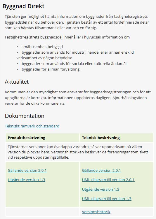 Idag Beskrivning av geodataprodukter: Övergripande beskrivning webbtext Detaljerad beskrivning