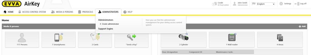 5.8 Supportfrigivningar Genom att skapa supportfrigivningar kan man utfärda tillfälliga administratörer som behöver support för AirKey.