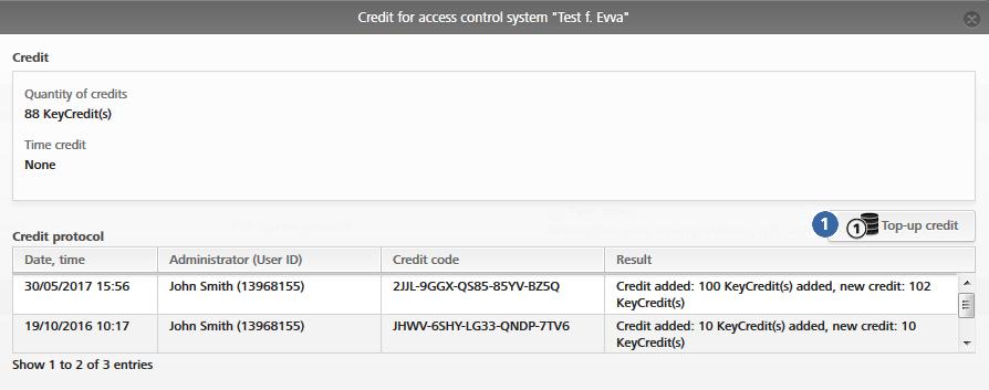 > Om AirKey: Länk till sidan med AirKey-produkter > Avsluta: avslutar applikationen för den lokala kodningsstationen. 4.7 Fylla på kredit För att fylla på kredit behövs ett KeyCredit-kort.