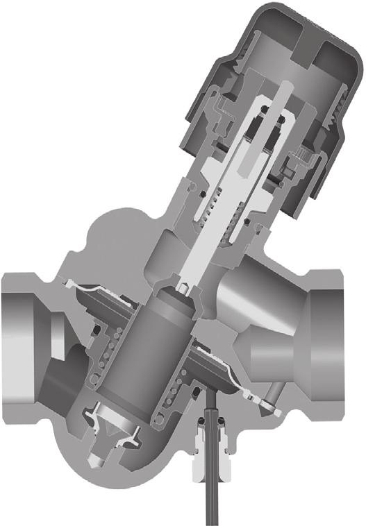 Konstruktion 1. Spindel 2. Packbox 3. Plastring 4. Reglerventilkägla 5. Membran 6. Huvudfjäder 7. Hålkägla (tryckregulator) 8. Vulkaniserat säte (tryckregulator) 9.