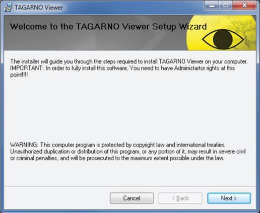 Detta är bara ett krav för installation av TAGARNO Viewer. 7.2.