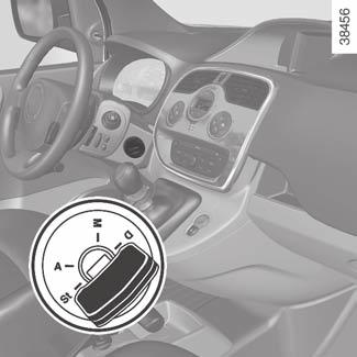 Start, STOPP AV MOTOR Start av motor Bensinversion Vrid om startnyckeln utan att accelerera. släpp nyckeln då motorn startar.