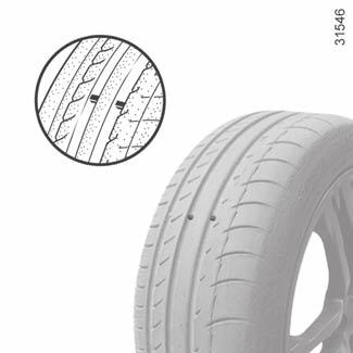 DÄCK (1/3) Däcksäkerhet - Hjul Däcken utgör den enda kontakten mellan bilen och vägen. Det är därför högst väsentligt att sköta däcken väl samt att kontrollera deras kondition.