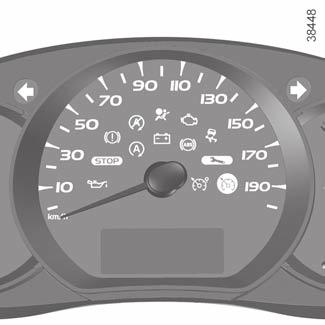 FÄRDDATOR: allmänt (1/2) Färddator A A Beroende på bil kan följande funktioner finnas här: körd sträcka körparametrar informationsmeddelanden meddelanden om funktionsfel (tillsammans med