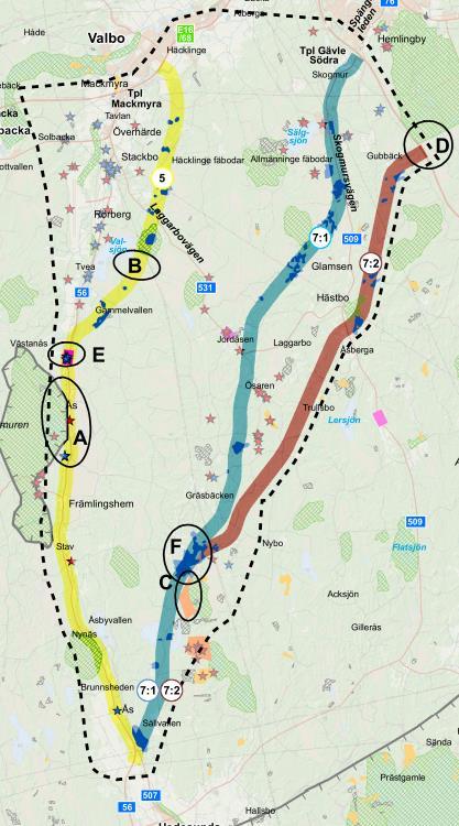 Konsekvenser naturmiljö I alt 5 förekommer jämförelsevis få naturvärden med generellt begränsade