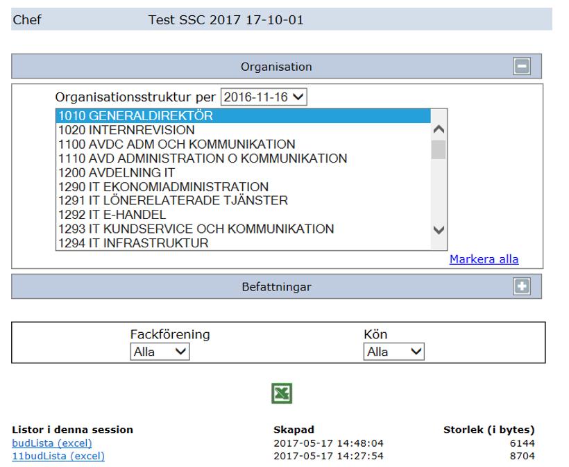 Exportera Under arbetet med omgången, före, under och när alla bud är klarmarkerade kan chef och HR-avdelningen exportera valt urval.