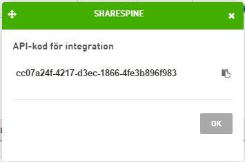 1.3) I nästa fönster välj "Spara" och kopiera sedan API-uppgifterna. 1.4) Lägg till dina API-uppgifter i Tictail - Fortnox - Appen.