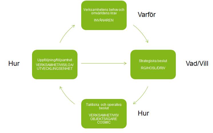 Modell 2. Ledningssystem för Förklaringar av förkortningar: RG Regionens ledningsgrupp HOSL ledningsgrupp. DRIV Projekt som håller samman och driver utvecklingen av.