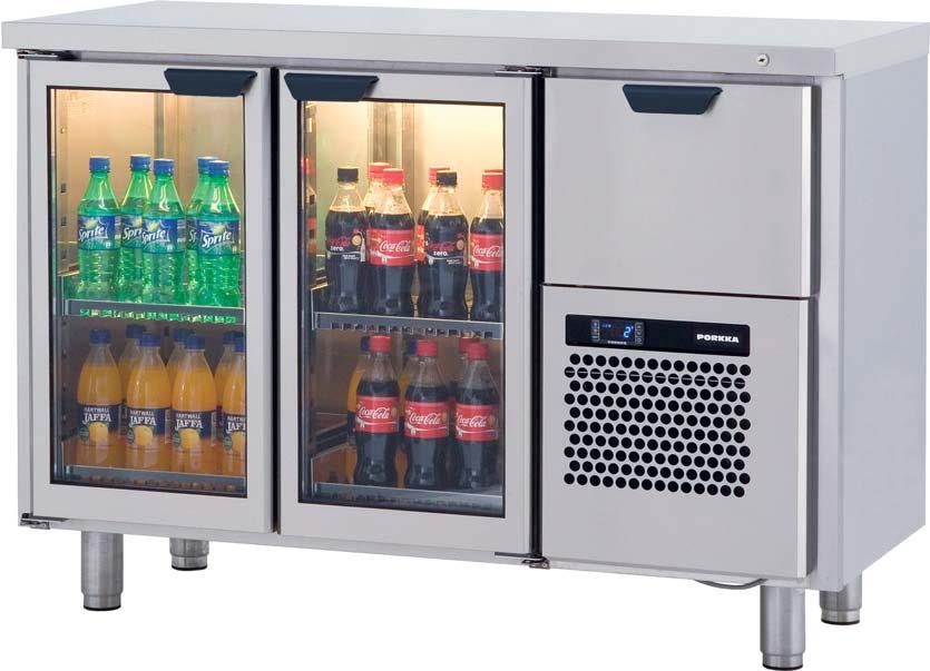 Kylbänkar och neutrala bänkar Bar 550 serien för drycker Serien Porkka Bar-Line erbjuder bänkar idealiska för förvaring och servering av drycker vid optimal temperatur.
