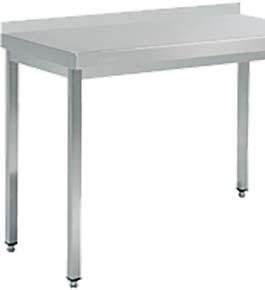 Kylbänkar och neutrala bänkar Neutrala arbetsbord för väggplacering i storkök Arbetsbänkar i rostfritt stål 100x15 mm uppvikt bakkant Modell WT-S med underhylla Hörnarbetsbord 600mm eller 700 mm för