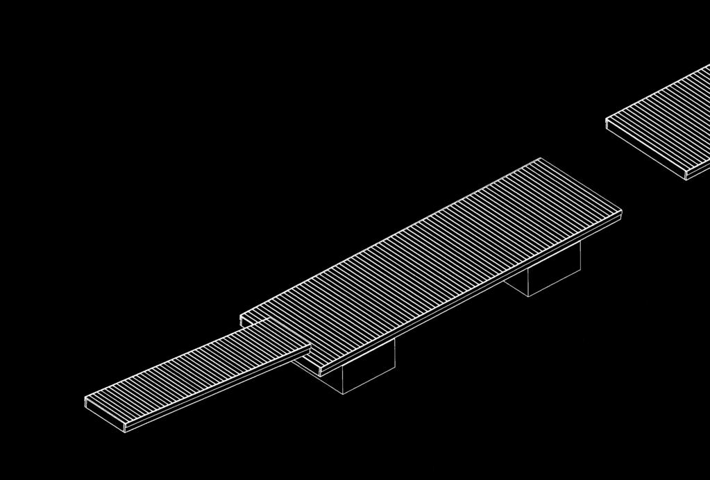 4,96 m 2,40 m 1,26 m PLASTRÖRS- OCH BETONG- PONTONBRYGGOR u AAPO-BETONG Stora betongpontoner lyfter den här 10 meter långa bryggans däckhöjd så att den lämpar sig för längre och större båtar.