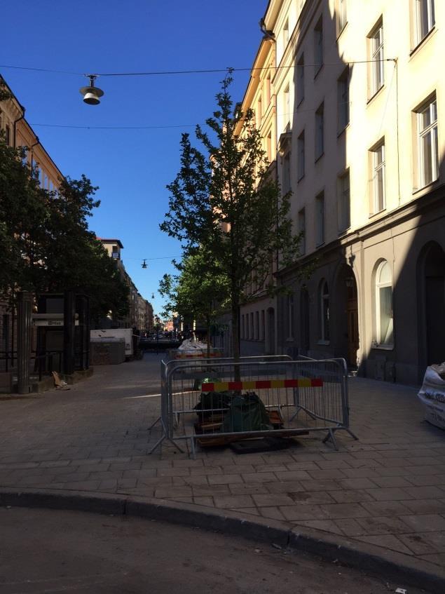 3 Växtbädd med kolmakadam på Rörstrandsgatan Bakgrund till projektet På Rörstrandsgatan anlades 2015 en växtbädd i form av en bädd av kolmakadam för att ta hand om dagvattnet från