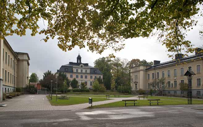 VY ÖVER GÅRDEN MELLAN 1800-TALETS FLYGLAR MOT HUVUDBYGGNADENS FASAD MOT NORR. FOTO I. JOHANSSON, SSM.