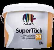 SUPERTÄCK 20 Caparols väggfärg Supertäck 20 har en något blankare yta. Den är miljömärkt, tål rengöring och är lätt och snabb att reparationsmåla om delar av utrymmet utsatts för slitage.
