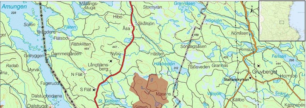 1.3 Projektet 3 Bergvik Skog AB (Bergvik) planerar att etablera en gruppstation för vindkraft i Ovanåkers kommun, Gävleborgs län. Lokalisering för Hälsingeskogen, framgår av kartan nedan.