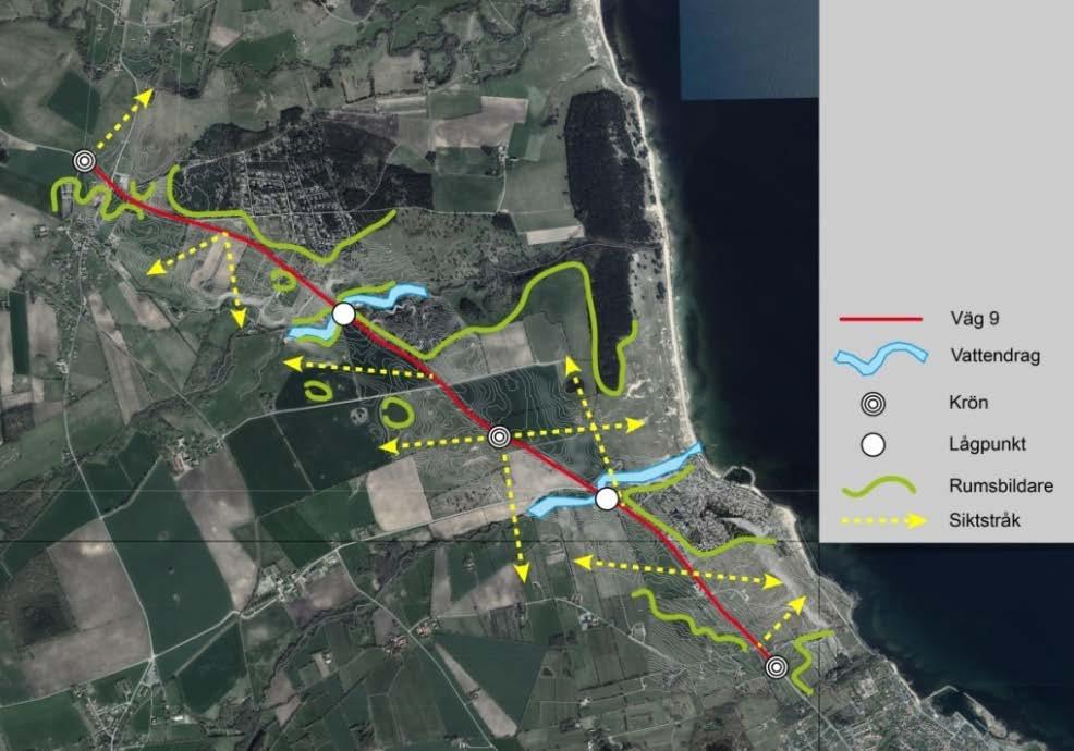 5. Miljö förutsättningar och konsekvenser 5.1. Landskapsbild Området utmed väg 9 mellan Kivik och Ravlunda är ett öppet, böljande odlingslandskap som på sina ställen kan erbjuda en milsvid utsikt.