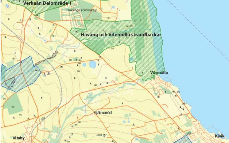 Riksintresset berörs av planerat projekt i en begränsad del mellan Klammersbäck och Ravlunda Verkeån med biflöden nedströms Hallamölla är reproduktionsområde för havsöring.