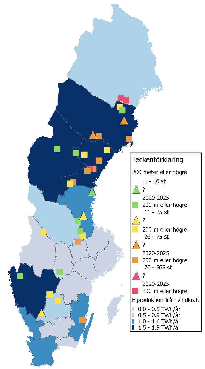 Tillståndsgivna vindkraftsprojekt Där tillstånd kan tas i anspråk år 2020