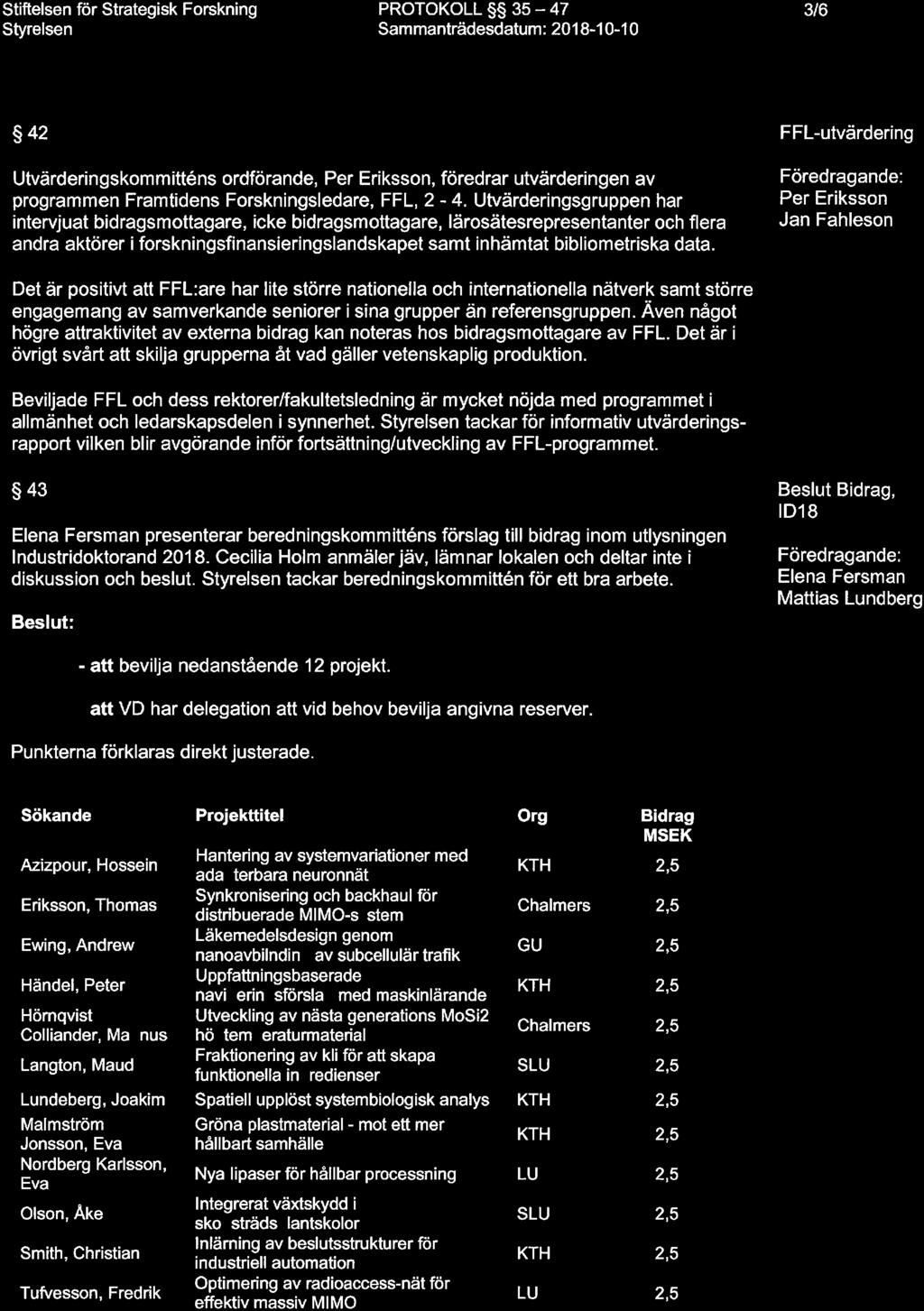 Per Erikssn Jan Fahlesn Det är psitivt att FFL:are har lite större natinella ch internatinella nätverk samt större engagemang av samverkande senirer i sina grupper än referensgruppen.