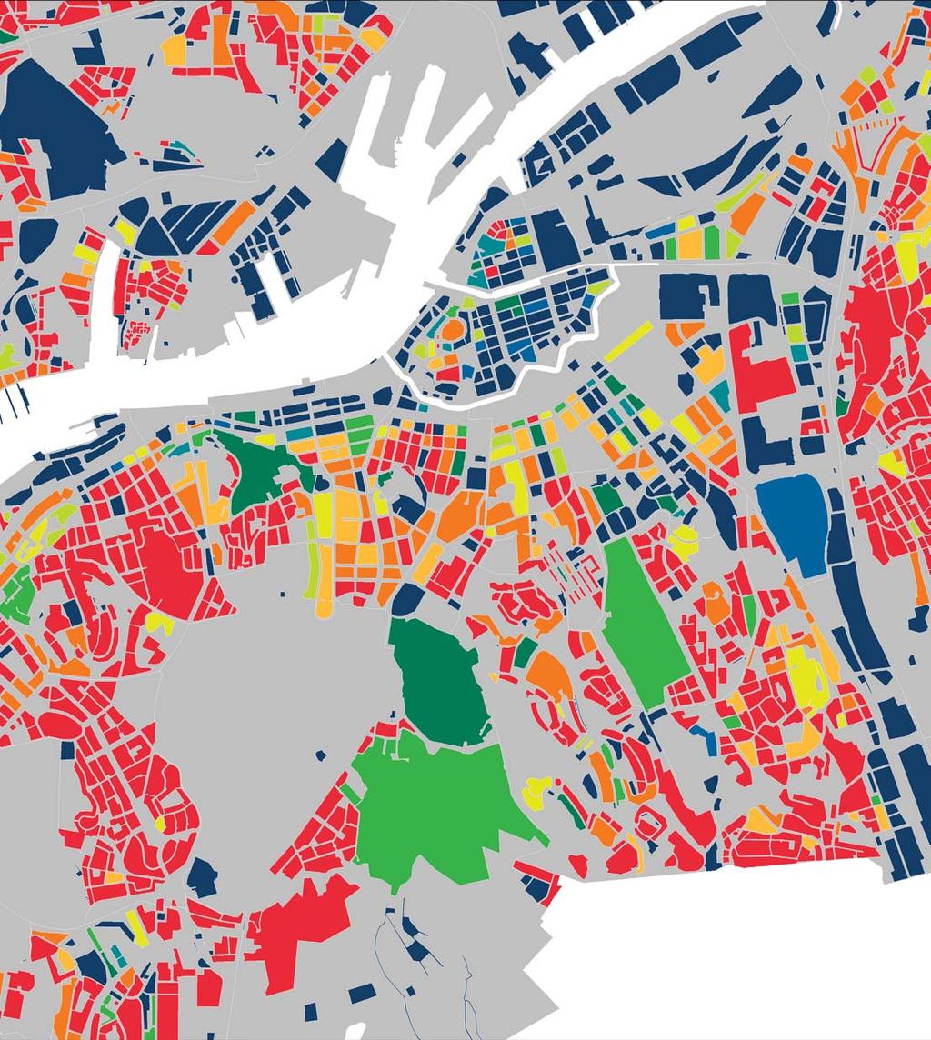 BLANDNING INDIKATOR UN Habitat rekommenderar 40-60% boyta. Analyser av svenska stadskärnor visar att 30-70% är mer realistiskt.