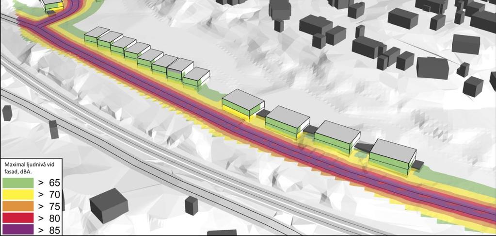 Figur 18: Maximal ljudnivå från vägtrafik