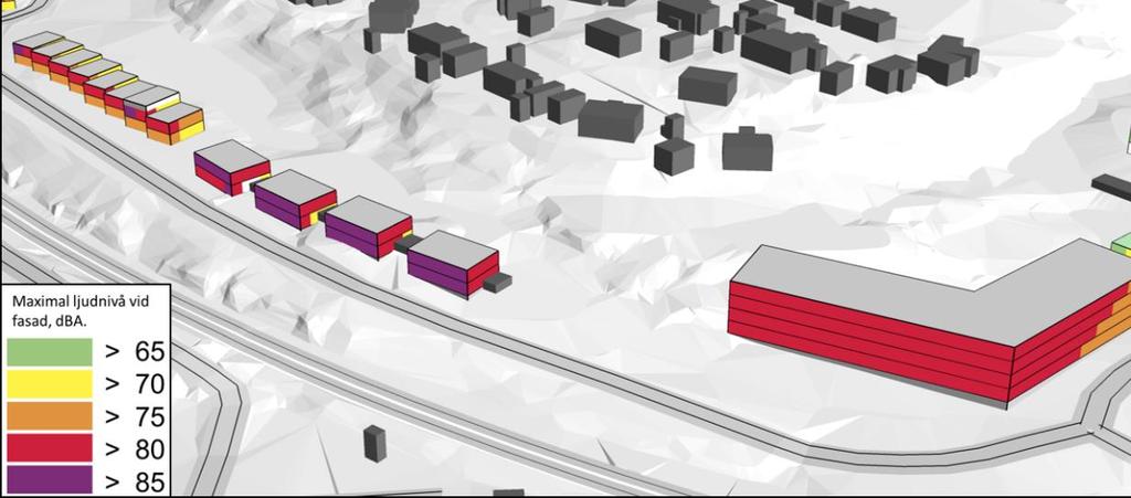 Figur 23: Maximal ljudnivå från spårtrafik