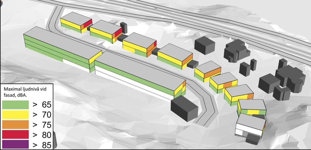 Figur 26: Maximal ljudnivå från spårtrafik