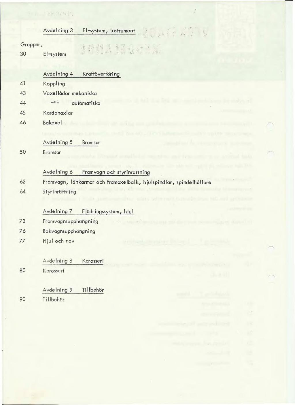 vdelning 3 El-system, instrument Gruppnr. ~i.