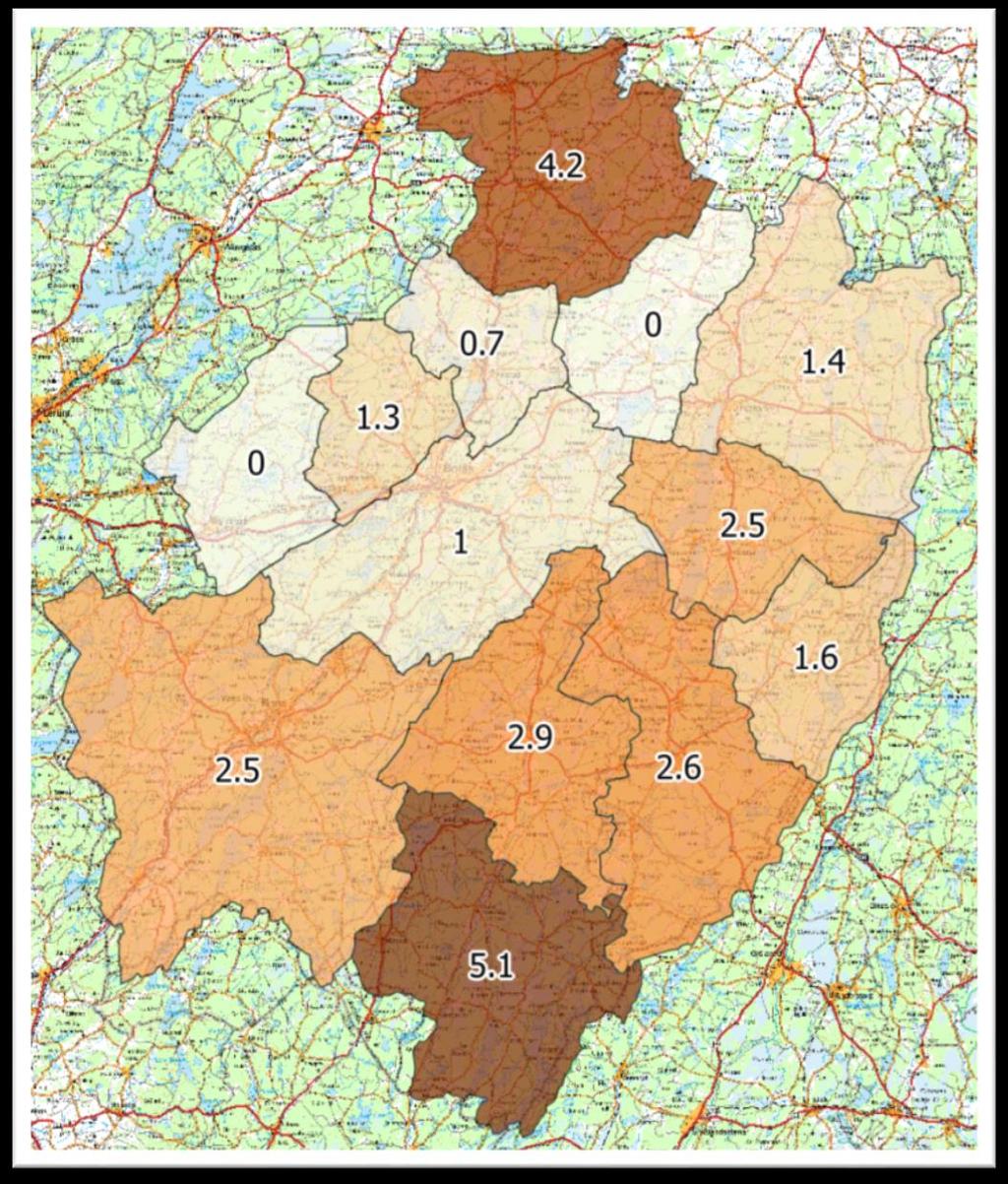 Avskjutning vildsvin Södra Älvsborg 2016/2017 Under 2016/2017 fälldes 1200 vildsvin inom Södra Älvsborg, varav 30% var galt, 18 % sugga/gylta och 52 % kulting/årsgris.