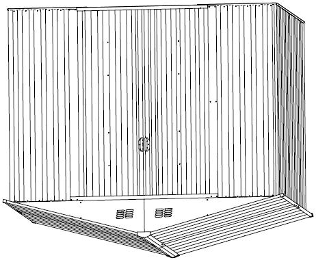 Stålskjul HX81122 190 x 145 cm Monteringsinstruktioner Skjulets montering kräver två personer och det kommer att ta tid ca. 2-3 timmar.