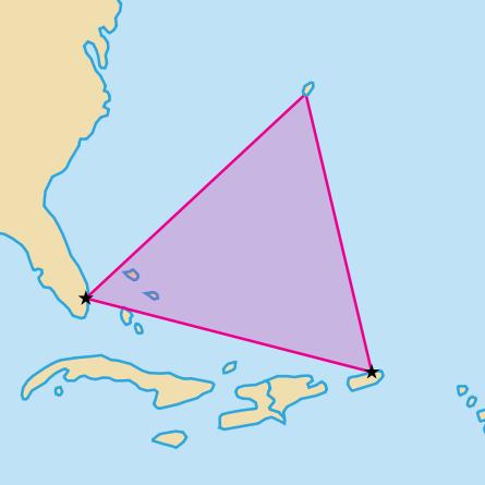 Bermudatriangeln Bermudatriangeln, även Djävulstriangeln, Dödens triangel, De förlorades limbo, kallas ett cirka 1 miljon km² stort