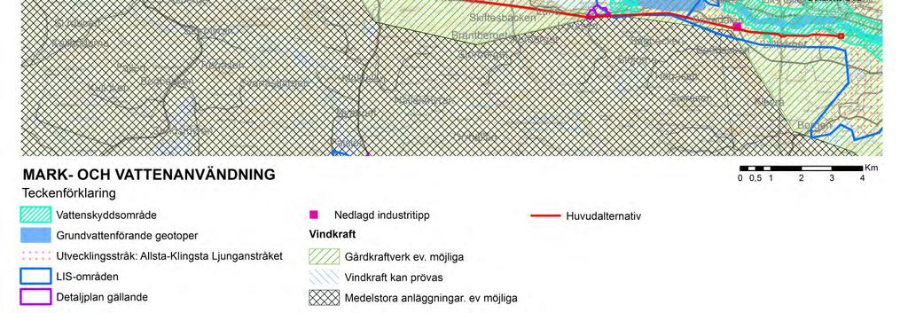 5 Bebyggelse och övrig markanvändning Bebyggelse finns i den planerade ledningens närhet kring stationen i Nederede, vid det mer öppna jordbrukslandskapet runt Tjärnberget/Slättån söder om Fanbyn,