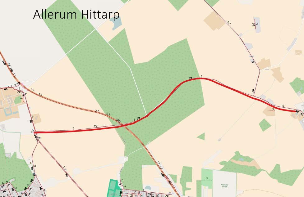 Allerum Hittarp Sträckan startar i Hittarp 30 meter från korsningen Kulla Gunnarstorpsvägen (väg 1394) och Allerums kyrkväg.