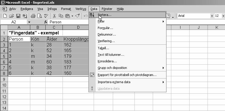 Här följer ett exempel, åter för variabeln Kön.