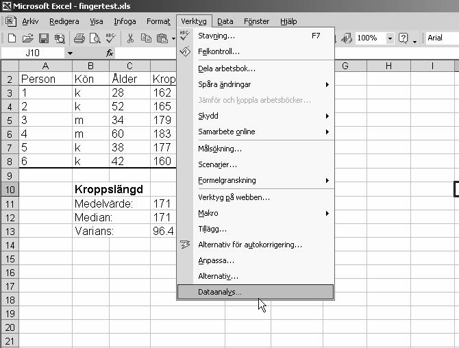 Histogram för kroppslängd.