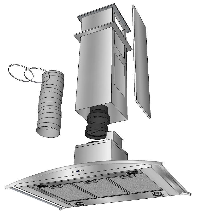 Tänk på att spiskåpan inte skall hänga i liv med bänkskivans framkant utan skall hängas in ca 10 centimeter för att inte vara i vägen. Drag fram ventilationskanalen.