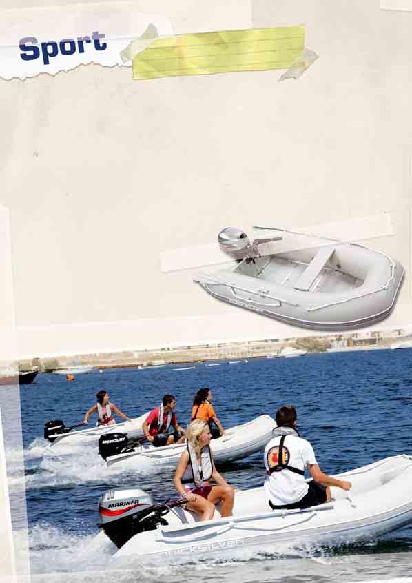 Allt omkring familjebåtliv Quicksilvers Sportmodeller med sina Euro-style pontoner som ger större durkyta, är stora nog att transportera många passagerare men är ändå kompakta och lätta att bära.