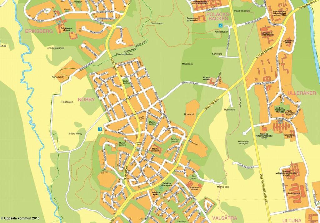 Orienteringskarta med planområdet markerat med röd prick.