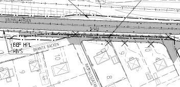 10(14) Illustrationskarta för bullerplanket mellan Mårdstigen och busshållplatsen 8.