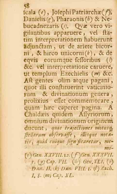 58 fcala (V), JofephiPatriarchas(/), Danielis (>), Pharaonis(^) Le Nebucadnezaris (/).