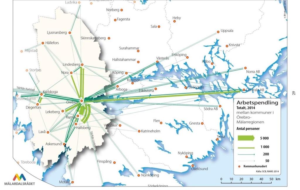 4.4 Större arbetsmarknadsregion lockar människor, företag och investeringar Den positiva utvecklingen med en pågående förstoring av vår arbetsmarknadsregion är till stor del en följd av ett allt mer