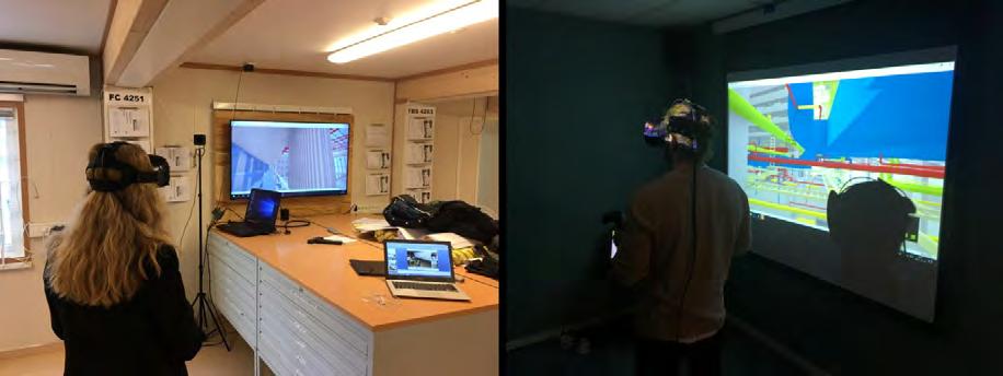 7 UTVÄRDERING OCH RESULTAT Under utvärderingen har vi som forskare/observatörer åkt ut till respektive arbetsplats/projektkontor och satt upp VR-utrustningen som bestod av ett HTC Vive kit, stativ
