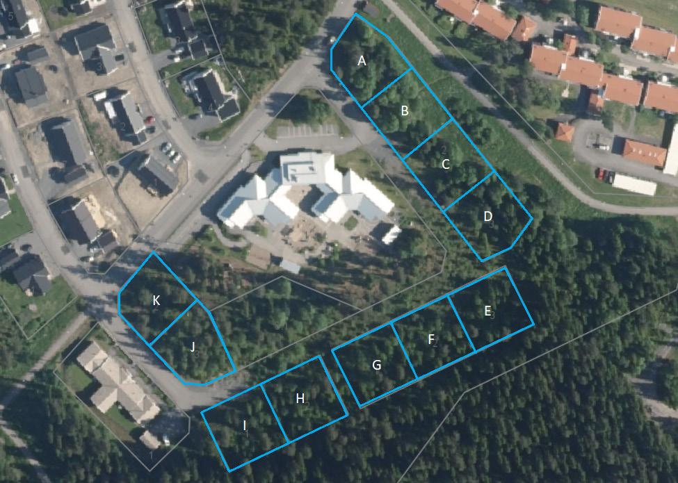 Tomt Pris, kr Areal, m² A 395 000 903 m² B 395 000 901 m² C 395 000 607 m² D 395 000 1207 m² E 425 000 880 m² F 425 000 880 m² G 425 000 880 m² H 425 000 900 m² I 425 000 900 m² J 395 000 834 m² K