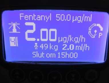 pumpens tillfälligt inställda vikt dokumenteras i början av