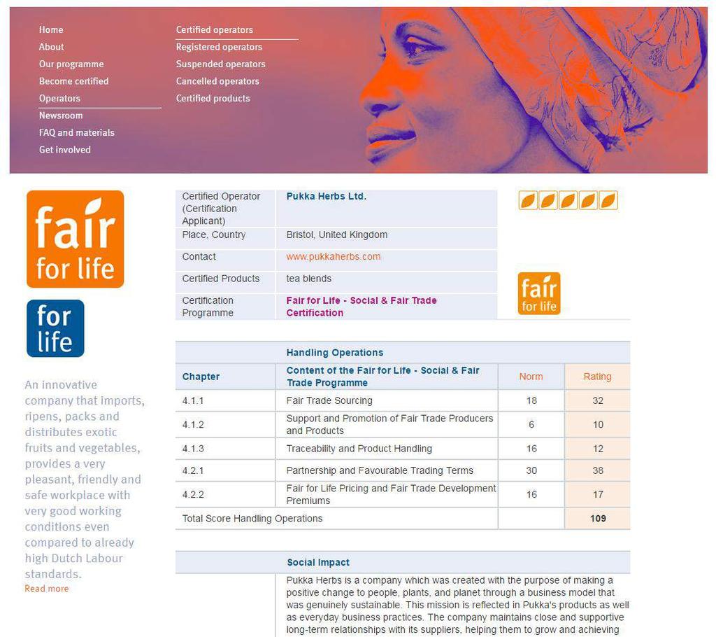 Ett transparent system: Pukka s Fair for Life ligger högt på listan Man mäter