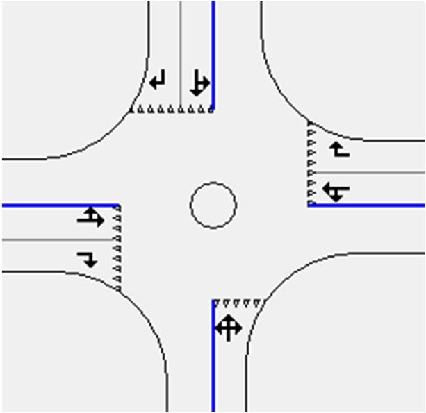 För cirkulationsplats gjordes samma test som för signalkorsningen med ett ökat trafikflöde från p-huset.