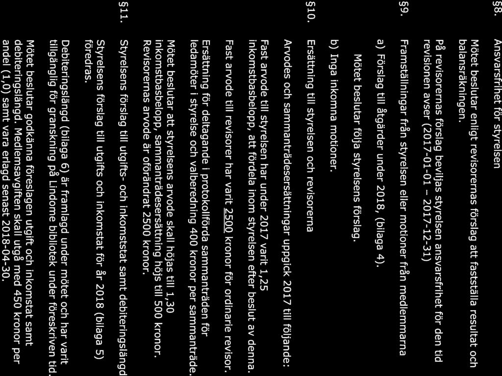 8. Ansvarsfrihet för styrelsen Mötet beslutar enligt revisorernas förslag att fastställa resultat och b ala n s räkningen.