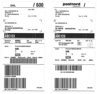 Rutin vid mottagning av gods med DHL och Posten Vid mottagning av gods med DHL och Posten används en handscanner för kvittens av godset. Ej fraktsedel på papper!